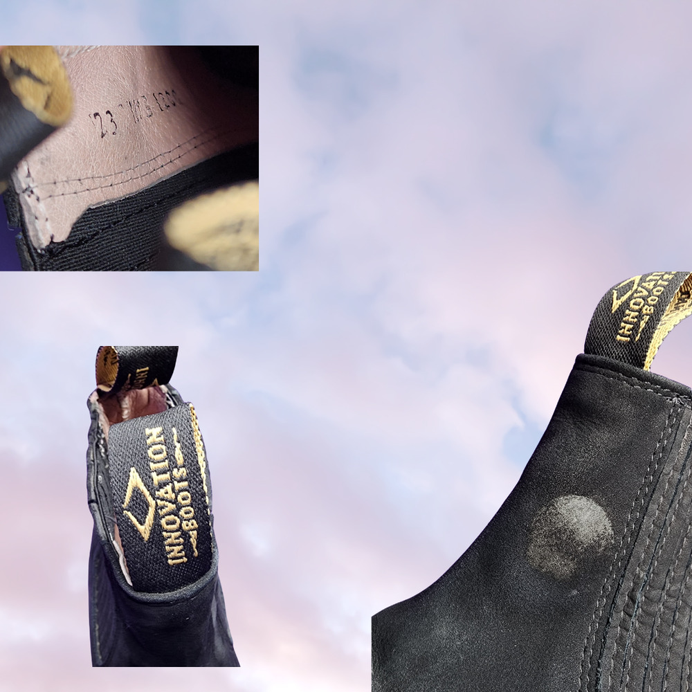 Innovation Black Western Leather Pull On Embroidered Square Toe Chelsea Boot 6 - Picture 6 of 7